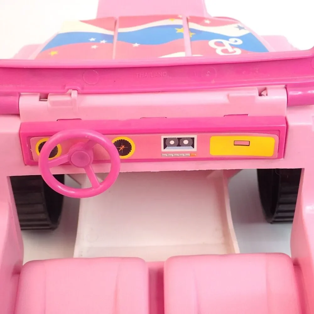 Vintage Barbie Pink Plastic Jeep Pink Rims Black Wheels NO Canopy Top